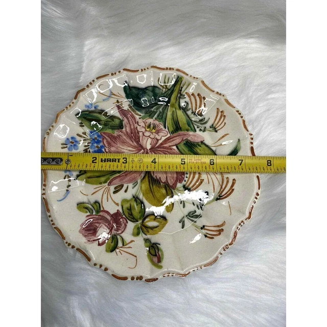Vintage JW Co Signed & Numbered Plates Made in Italy Floral Design *Set of 2* 2