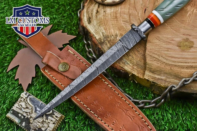 Custom Hunting Knife Ladder Damascus Bone Damascus Guard Camping Rare 3