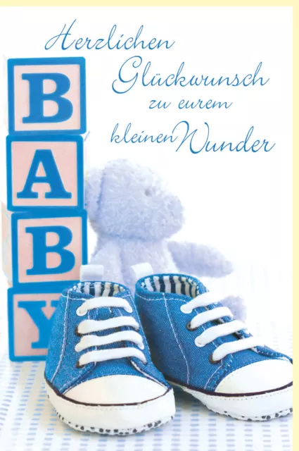 Glückwunschkarte Geburt Junge Blaue Schühchen