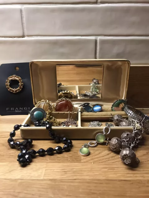 Bundle of costume jewellery with vintage jellery box