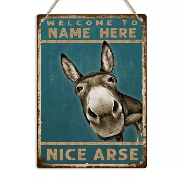 Personalised Nice Arse Donkey Head Metal Sign WC Toilet Bathroom Funny Plaque