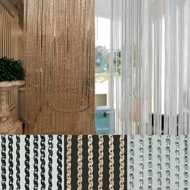 String Door Curtain Fly Screen Room Divider Window Panel Tassel Fringe Beads 2