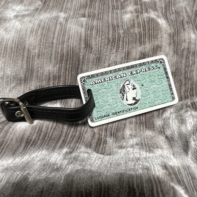 vtg American Express Name Tag Green Card AMEX luggage tag