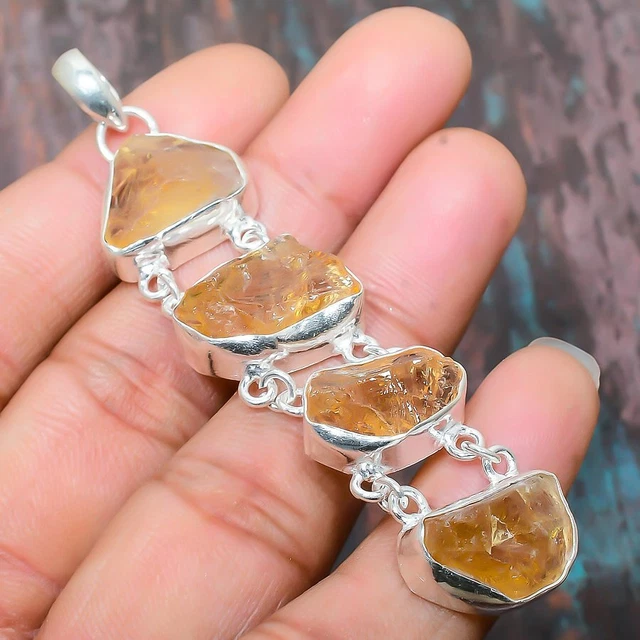 Citrine Crystal Gemstone Handmade Jewelry Pendant 3.35" G463