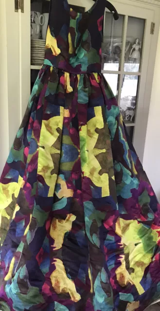 Alice Olivia Stacey Bendet Silk Gown Long Abstract  2 Wedding Prom Evening