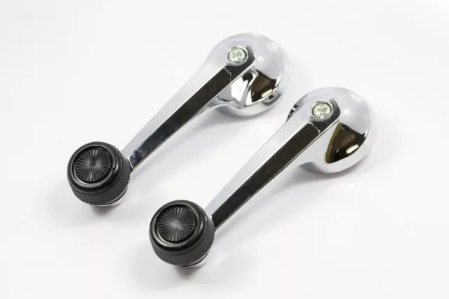 Pair Set Interior Window Crank Handle Chrome Zinc w/Black Knob for Ford Mercury