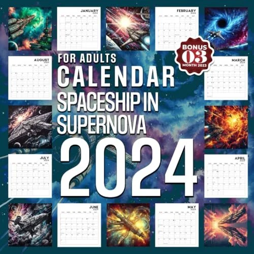 SPACESHIP IN SUPERNOVA Calendar 2025 Jan 2025 to Dec 2025 Bonus 3