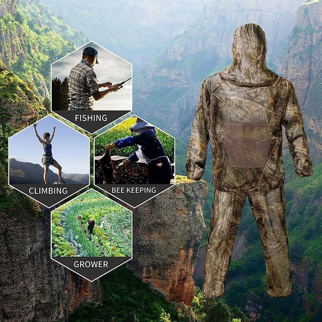 Combinaison moustiquaire réglable pour activités de plein air vêtements camou
