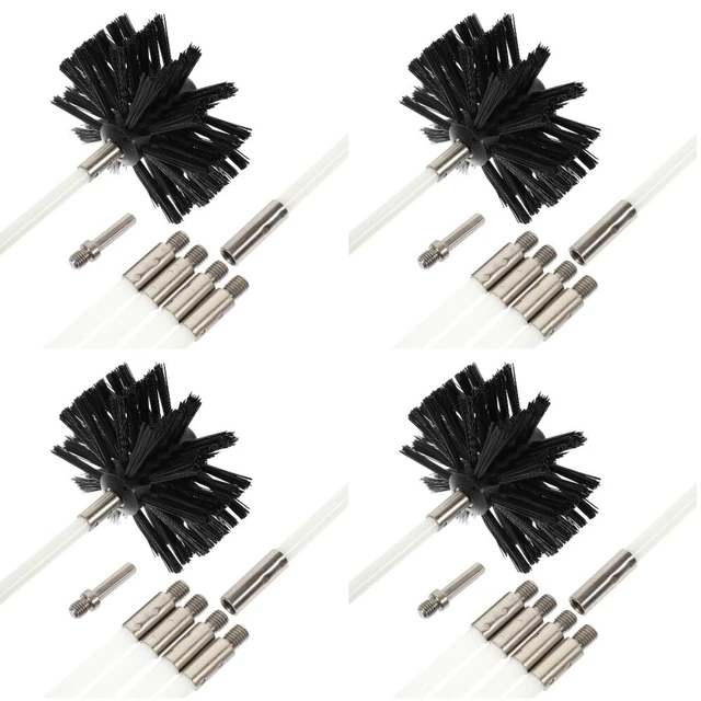 4 Sets Pipe Cleaning Brush Dryer Kit Air Duct Tools Chimney Rod