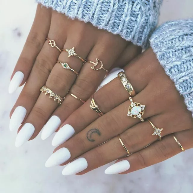 13pcs Fashion Women Midi Finger Ring Set Star Moon Vintage Knuckle Rings Jewelry