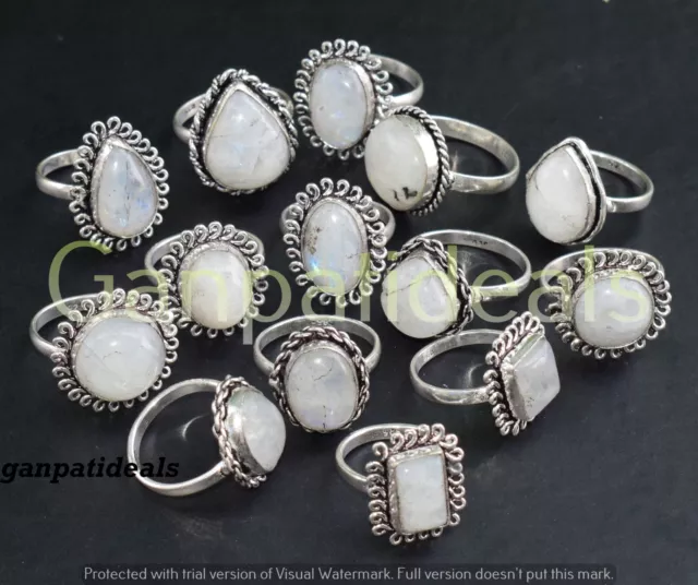 Bulk Sale ! Moonstone Gemstone Ring Wholesale Lot 925 Silver Plated Rings Lot