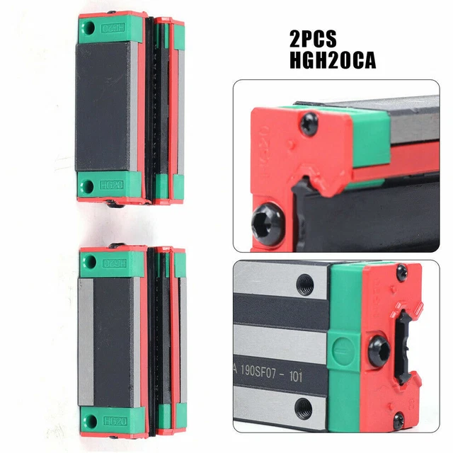 2x HGH20CA Linear Guide Rail Block Slider Carriage Bearing Block Set For CNC USA