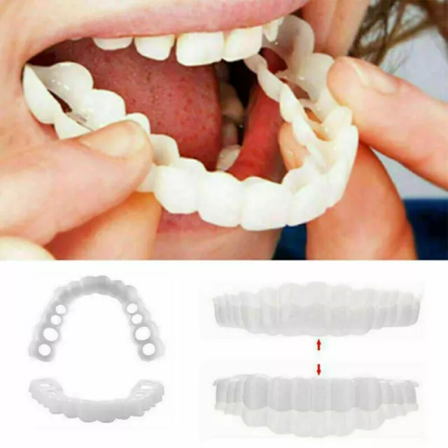 Snap On Top & Bottom False Teeth Veneers Covers Instant Clip Up Cosmetic Smile