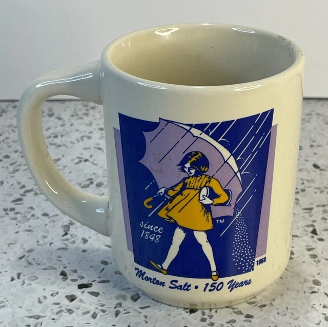 VINTAGE YELLOW MORTON Salt Girl Mug, 150 Years, Bryan China, New Castle