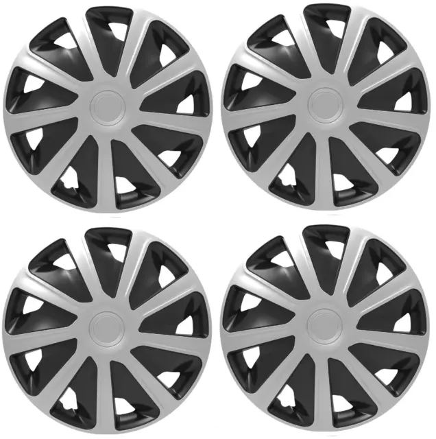 Vw Crafter Van Deep Dish Wheel Trims Cover Black And Silver Hub Caps 16" Inch