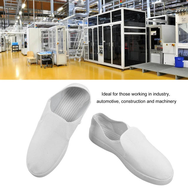 Static Proof Shoes PVC Canvas Safe For Electronics Dust Workshop White 40❤