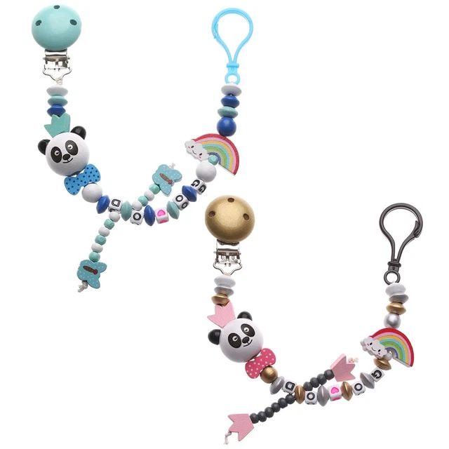 Chupetes de silicona Panda chupete de cadena clip bebé juguete masticar dentición chupete