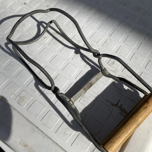 VINTAGE CANNING JAR Lifter Tongs Wooden Handle Grabber Mason Prepper 2