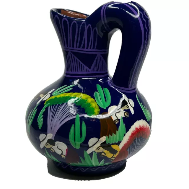 Vintage Colorful Pottery Central South Latin American Pitcher 6.5”