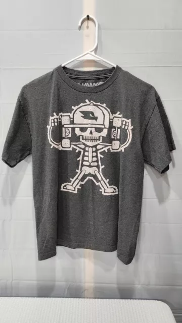 Tony Hawk Boys T-Shirt Size Large Grey Graphic Print Skeleton Short Sleeve