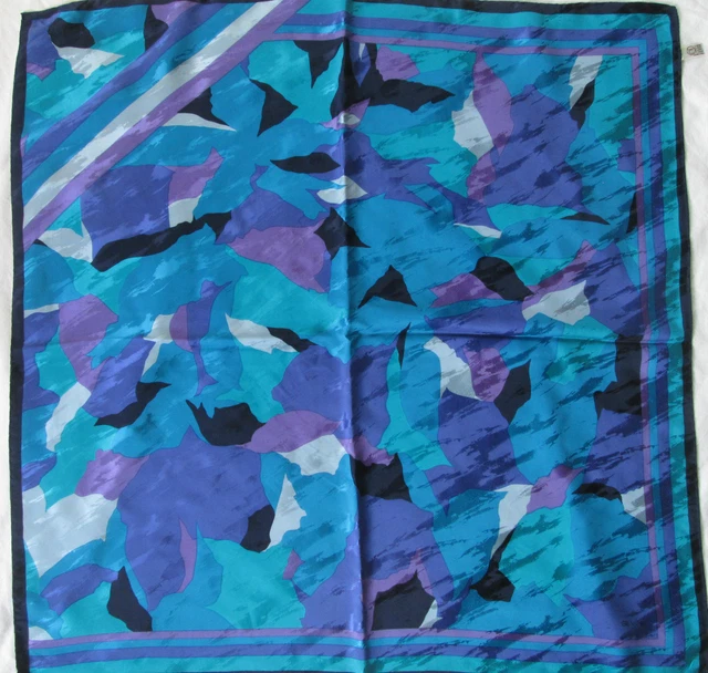 Foulard Carré 100% Soie Sevini Vintage - 90x90 Cm - Marron - Occasion Très Bon état