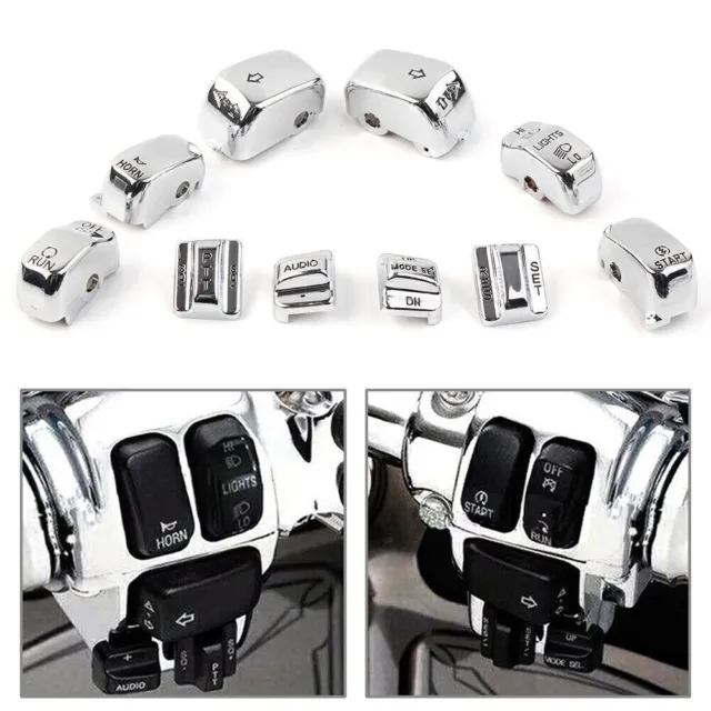 For Harley Touring 96-13 Hand Control Switch Cover Housing Button Cap Set Chrome