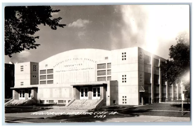 Webster City Iowa IA Postcard RPPC Photo Auditorium Building c1940's Vintage