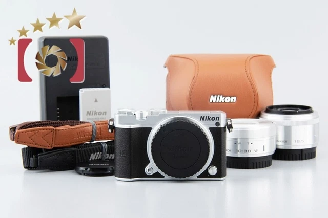 Very Good!! Nikon 1 J5 Silver 20.8MP Digital Camera 10-30mm, 18.5mm Lens Kit
