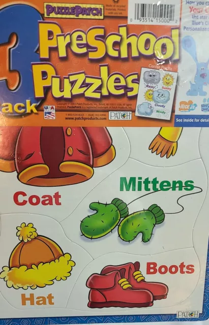 New Puzzle Patch Set Of 3 Pre-School Puzzles With Farm Animal And Clothing. 3