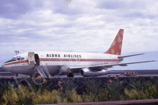1970s Hawaii Aloha Airlines Kona Airport Airplane Plane 35mm Slide Kodachrome