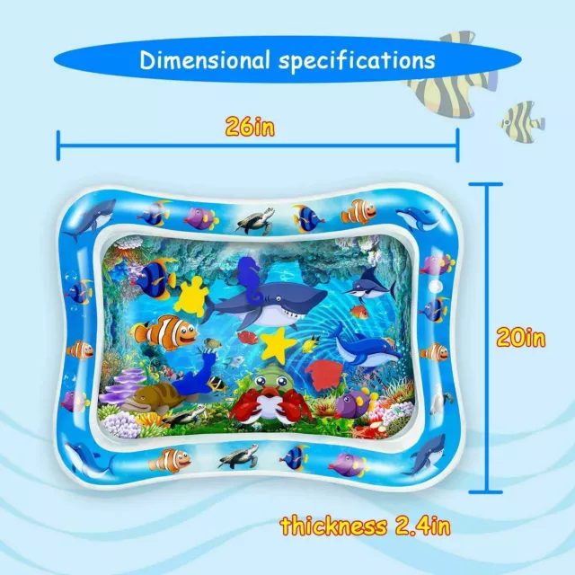 Portable Foldable Baby Kids Square Play Water Mat Aqua Fish Crawling Floor Rug 2