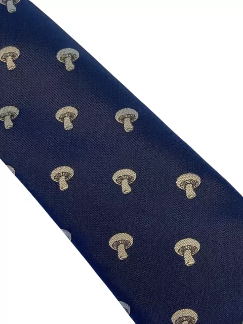 Frederick Thomas Designer navy mens tie with mushroom quirky design gift 2