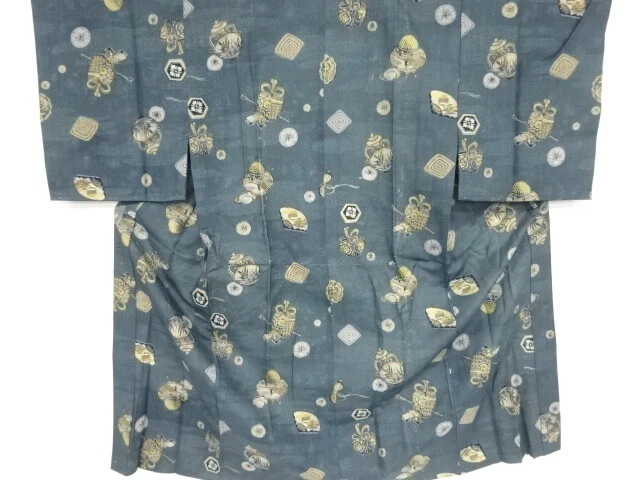 81272# Japanese Kimono / Antique Hitoe Mens Juban / Japanese Tea Utensils Patter