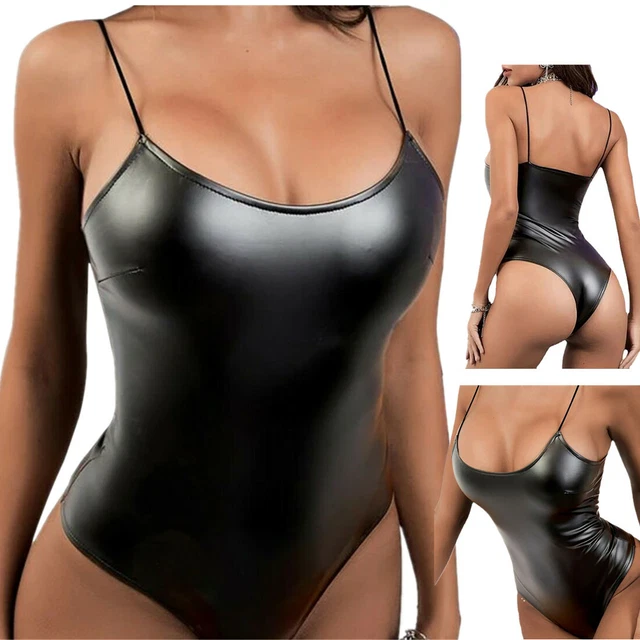 Body Donna PVC Pelle Wetlook Manica Lunga Cerniera Body Tuta - Foto 7