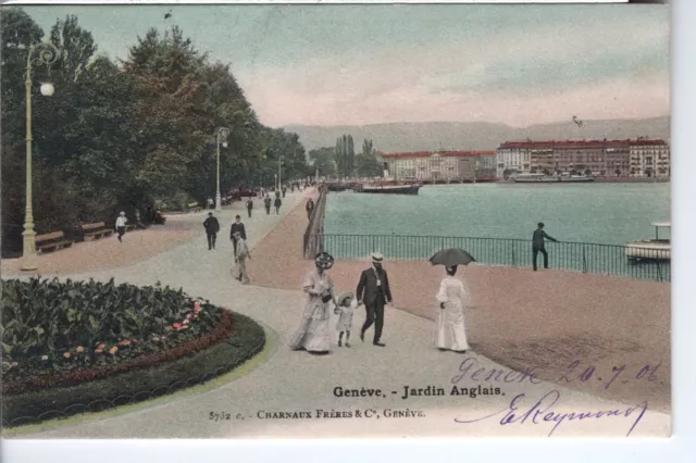 AK Ansichtskarte Geneve Genf / Jardin Anglais - 1906