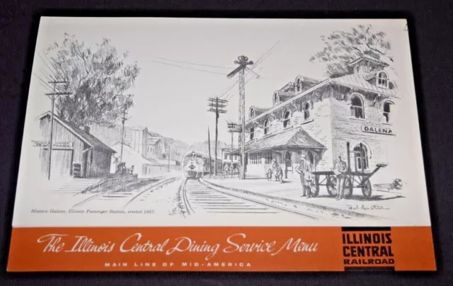 Original 1964 Illinois Central Railroad Dining Car Dinner Menu - Railroad Ass.