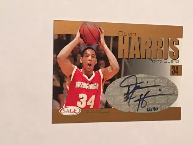 Devin Harris Sage Hit Gold Autograph Auto Rc Sp /90 Wisconsin Badgers Mavericks