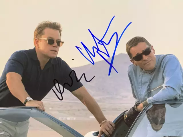 MATT DAMON & CHRISTIAN BALE signed FORD vs FERRARI movie photo, with COA, 8x10