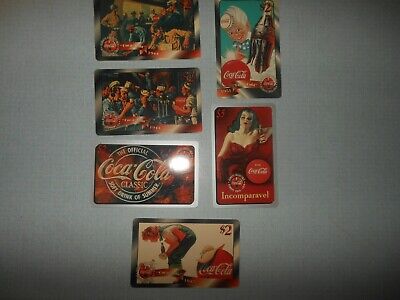 Lot of 6 Coca Cola Sprint, Not Scratched Phone Cards Expiration 1996 and 1997