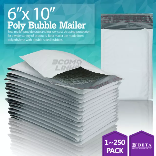 #0 6x10 (6x9) Poly Bubble Mailer Padded Envelope Shipping Bag 25,50,100,250 Pcs