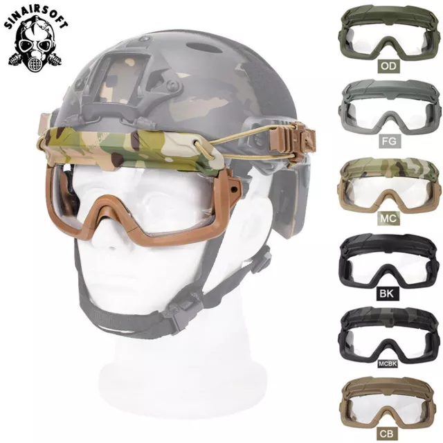 Tactical Split Anti-Fog Safety Goggles For ARC Helmet Guide Rail Glasses Airsoft