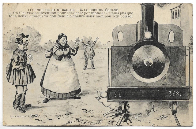 CPA " LEGENDE DE SAINT SAULGE - Le Cochon écrasé