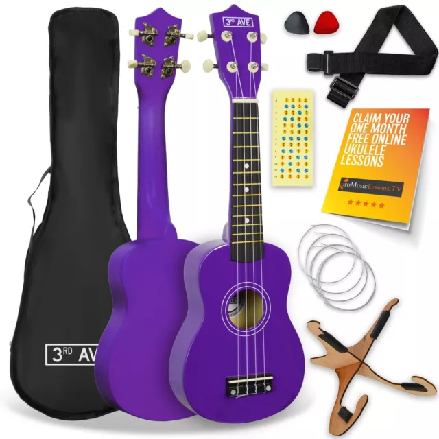 3rd Avenue Soprano Ukulele Pack - Purple - Clearance