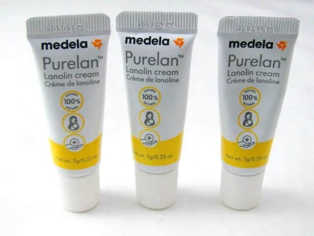 Medela Purelan Breast Feeding Lanolin Nipple Cream 3 Tubes 7 g@ NEW NWOB Sealed