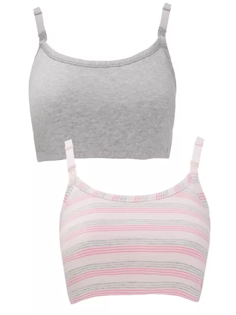 Bm Maternity & Nursing 2 X Pack Pink Grey Sleep Feeding Bras All Sizes New