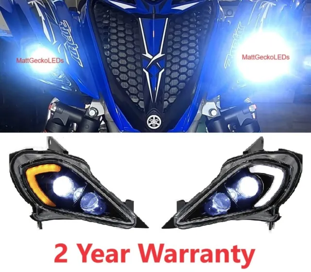 LED Headlight set. Fits: 2006 - 2024 YAMAHA RAPTOR YFZ 450 700R YFM 250 350 700