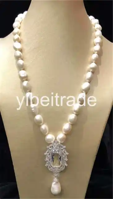 natural white alien baroque freshwater pearl inlay zircon accessories necklace