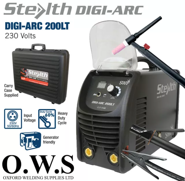 SWP Stealth Digi-Arc 205LT 200amp Wechselrichter Mma Kratz Tig Schweißgerät 230v
