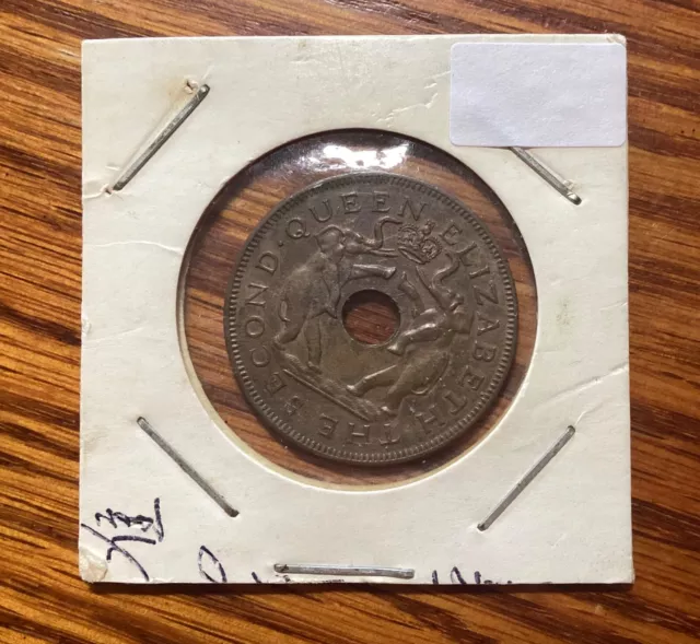 Rhodesia and Nyasaland 1957 Elizabeth II One Penny Coin (AU)