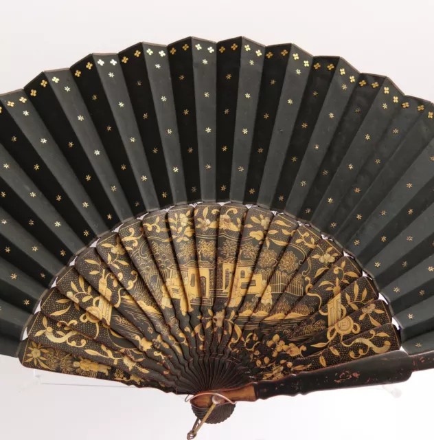 Éventail - Laque de Chine - XIXe - Chinese Lacquer Fan 3